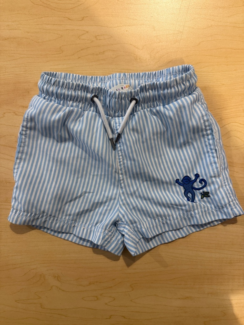 Roller Rabbit Blue and White Striped Swim Shorts 2T